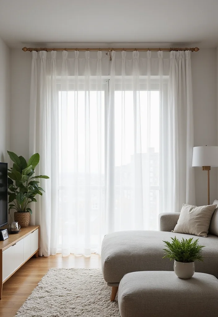 14 White Curtain Ideas for Bright Airy Home Decor - 13. Smart Technology Integration with White Curtains