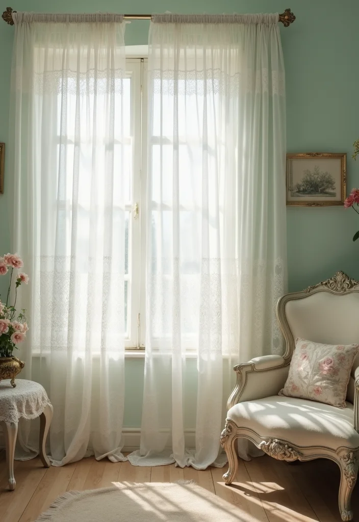 14 White Curtain Ideas for Bright Airy Home Decor - 5. Vintage Lace Curtains for Timeless Charm