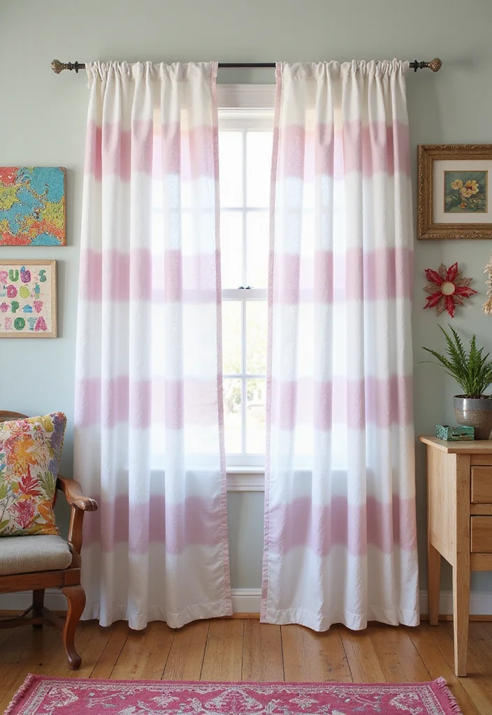 14 White Curtain Ideas for Bright Airy Home Decor - 7. Tie-Dye White Curtains for Artsy Flair