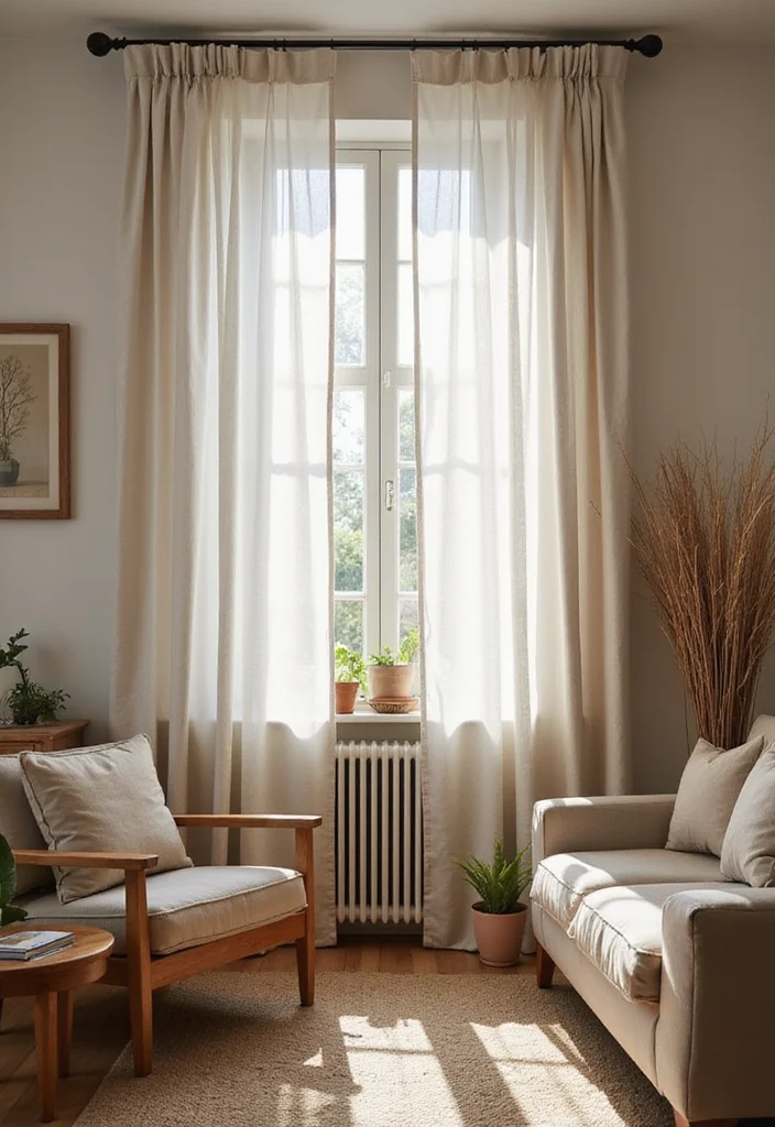 14 White Curtain Ideas for Bright Airy Home Decor - 9. Eco-Friendly Linen Curtains for Rustic Appeal