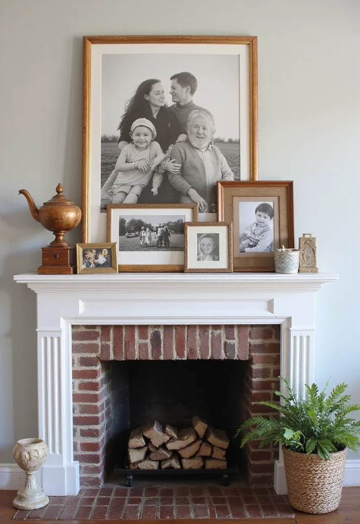 16 Fireplace Mantel Ideas for Strong Stylish Focal Points - 13. Family Memory Mantel