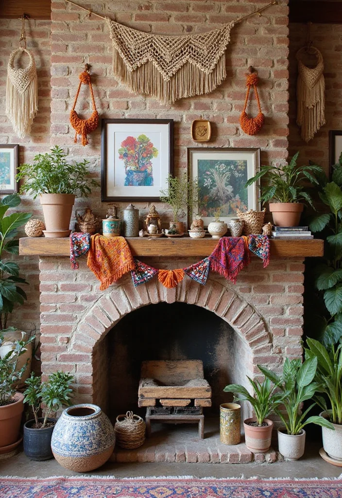 16 Fireplace Mantel Ideas for Strong Stylish Focal Points - 14. Bohemian Bliss