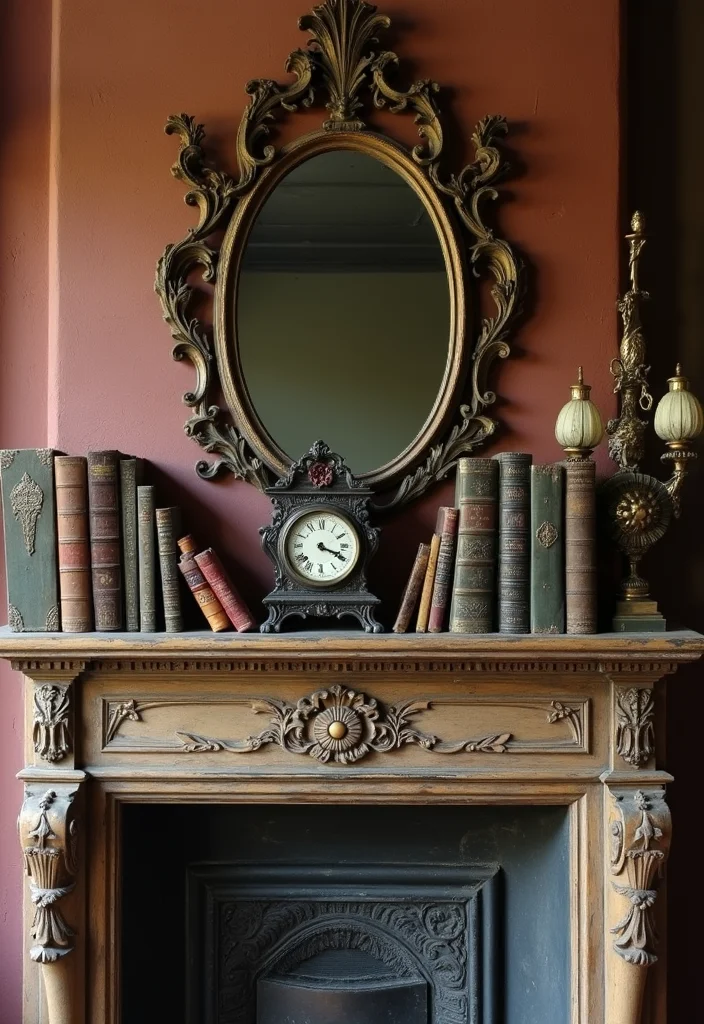16 Fireplace Mantel Ideas for Strong Stylish Focal Points - 3. Vintage Charm with Antiques