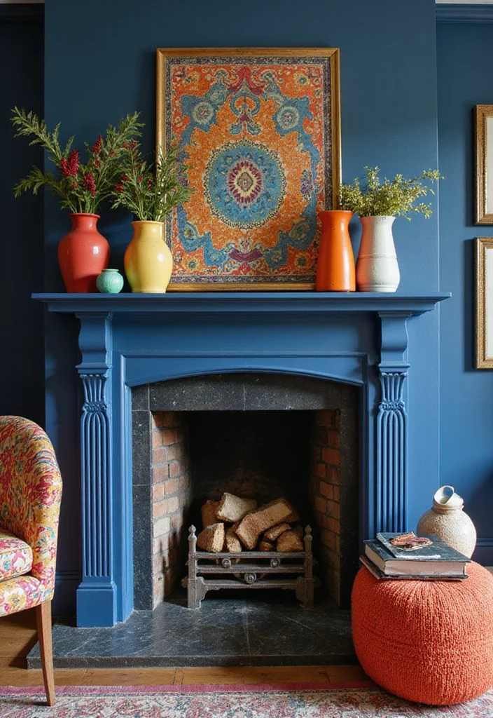 16 Fireplace Mantel Ideas for Strong Stylish Focal Points - 4. Bold Colors and Patterns