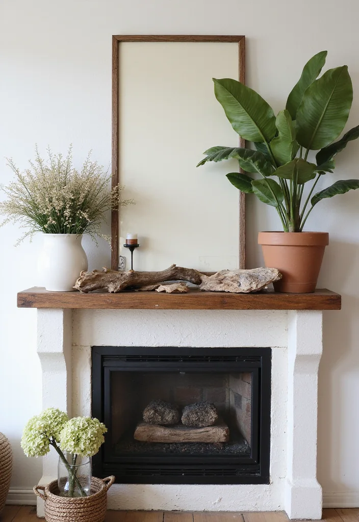 16 Fireplace Mantel Ideas for Strong Stylish Focal Points - 7. Nature-Inspired Decor