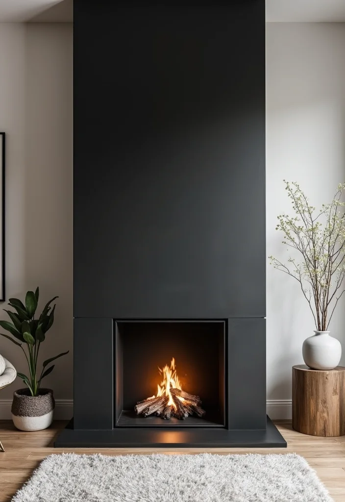 16 Two Story Fireplace Ideas for Dramatic Vertical Presence - 15. Bold Black Accents