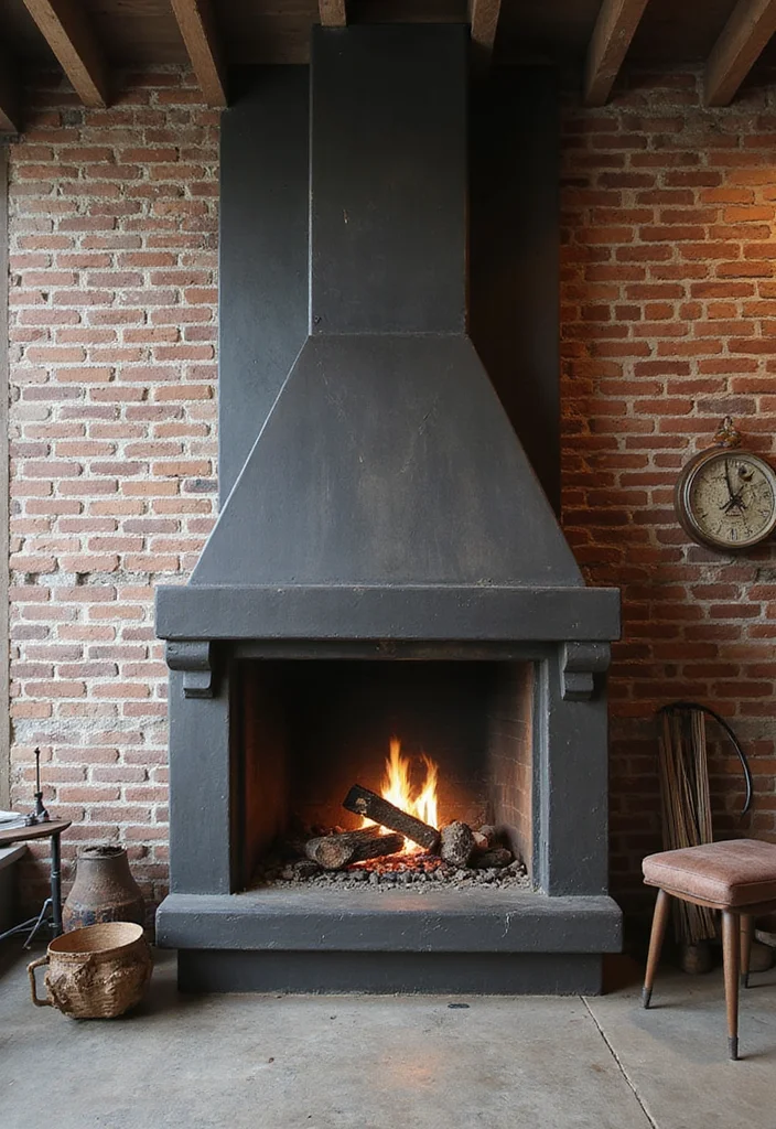 16 Two Story Fireplace Ideas for Dramatic Vertical Presence - 5. Industrial Chic