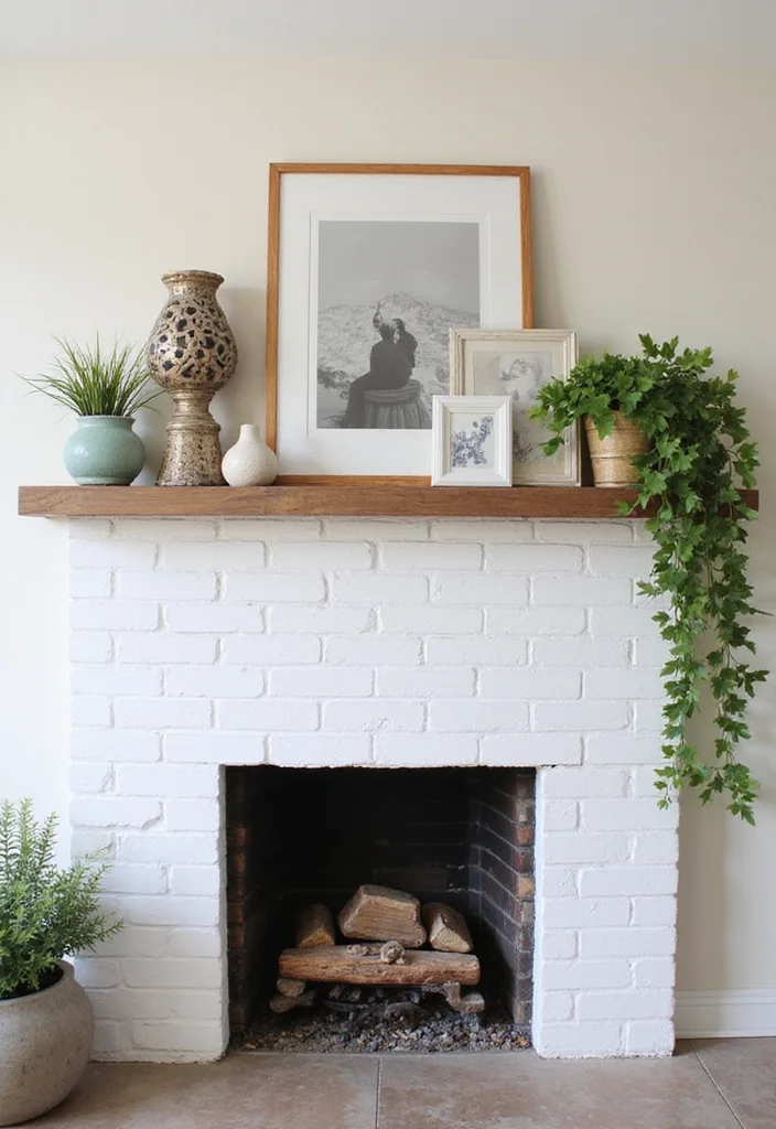 16 Two Story Fireplace Ideas for Dramatic Vertical Presence - 7. Artistic Mantel Displays