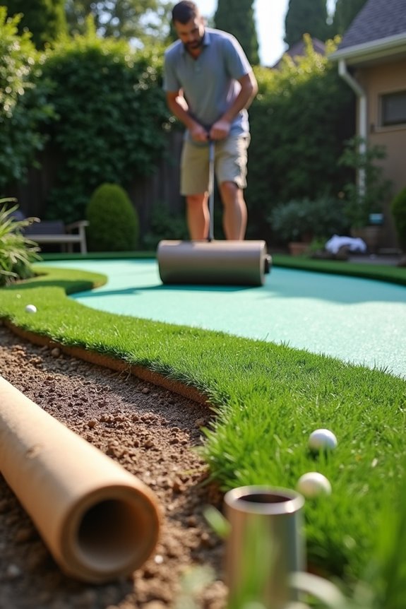 10 Steps to Install a DIY Backyard Putting Green 5 1 compact ground with roller