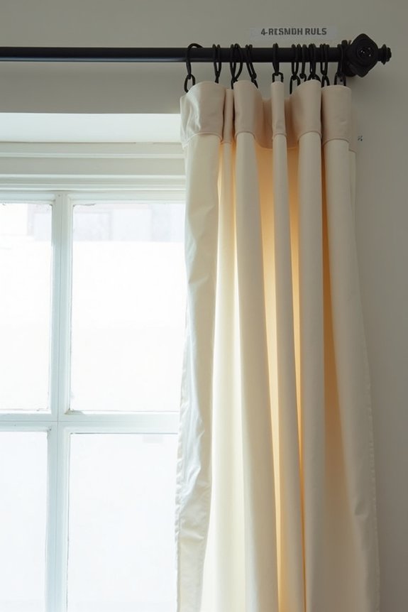 minimum maximum curtain ring spacing