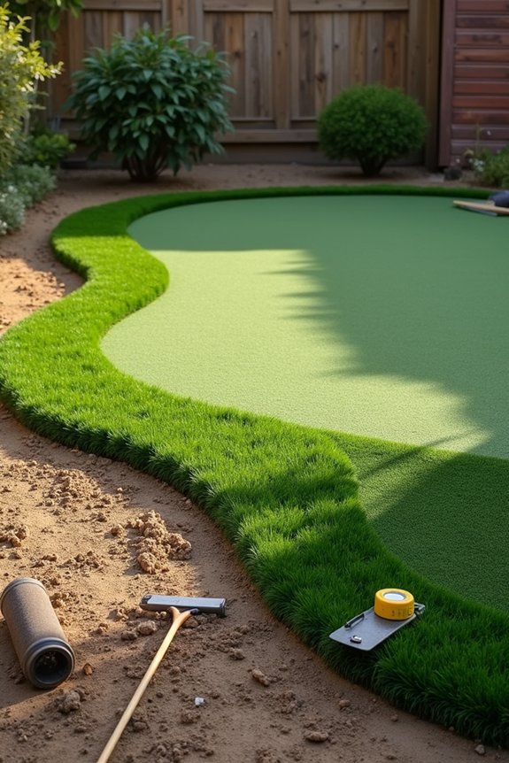 10 Steps to Install a DIY Backyard Putting Green 4 remove grass debris excavate level slopes