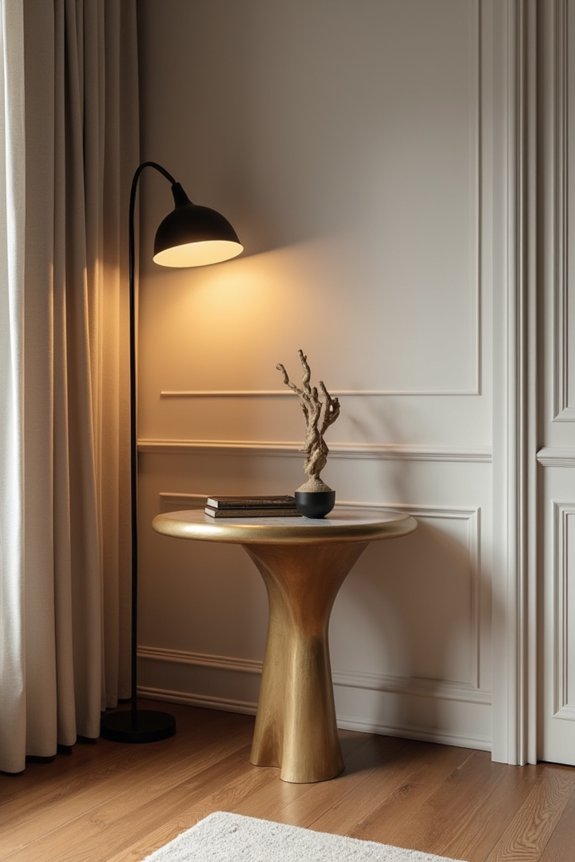 sculptural table framed artwork centerpiece