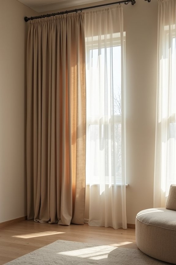soft gray complements beige walls