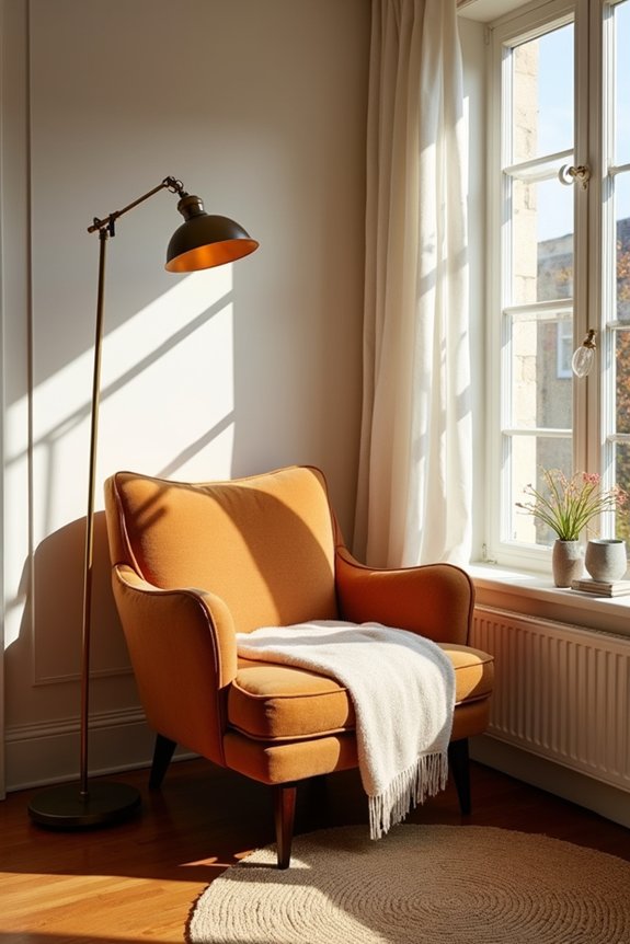 statement chair layered lighting optimized layout