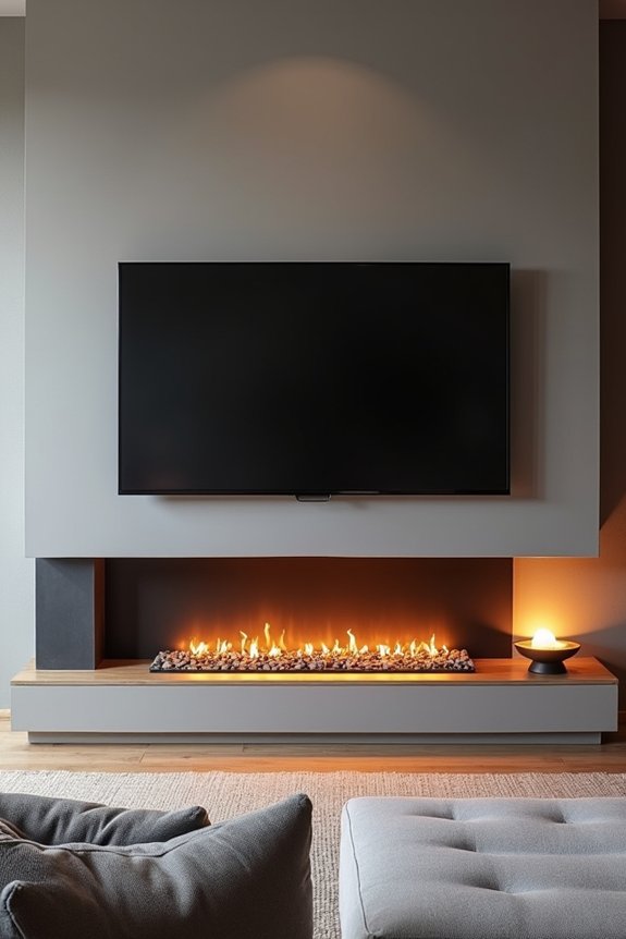 tv beside fireplace for balance